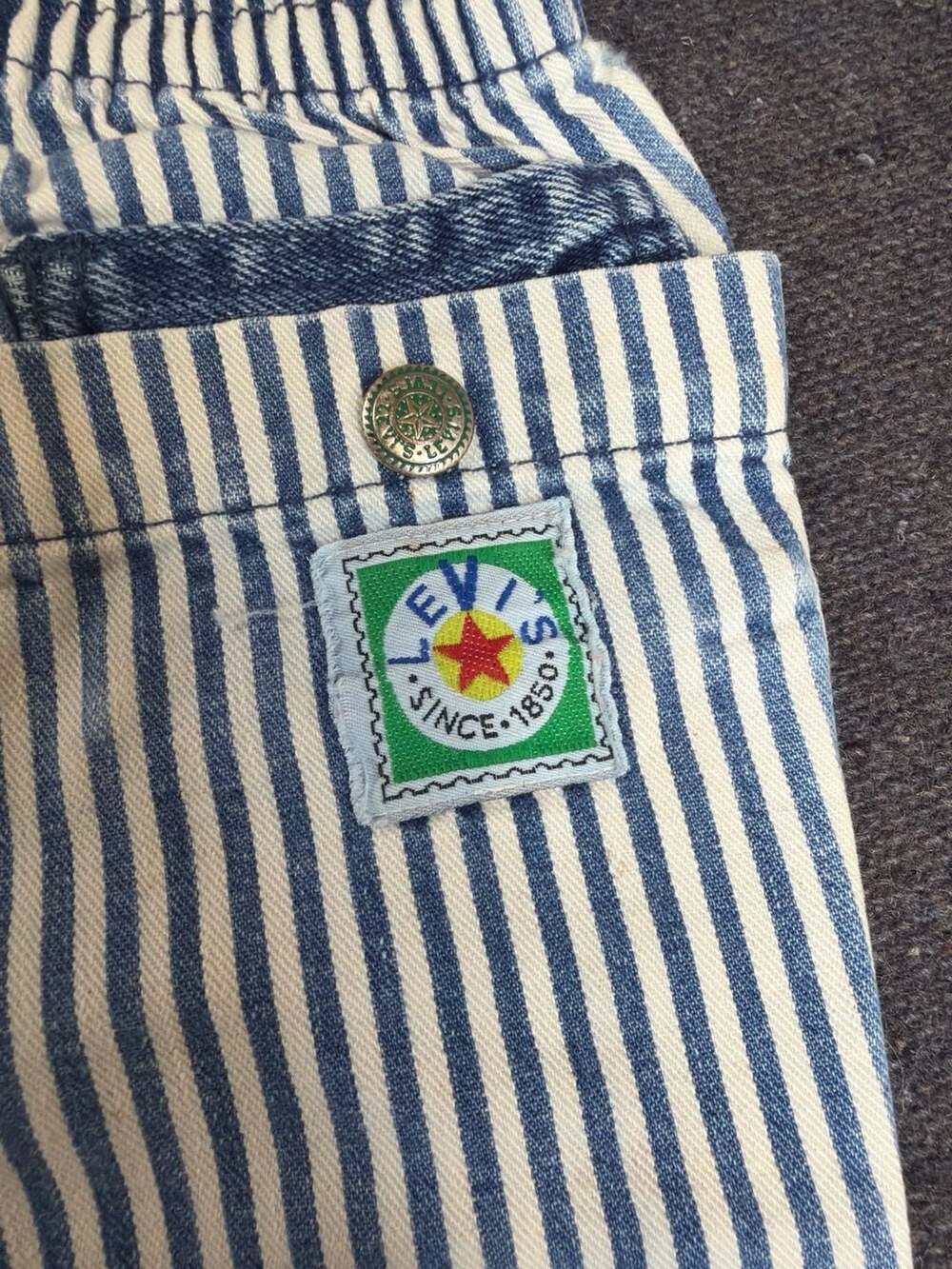 Vintage Levi's Baby 18 Months Hickory Stripe Denim Utility Pants Made in USA